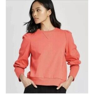 ‎ Women's sweatshirt Edwardian sleeves classic style rustic orange top size XXL